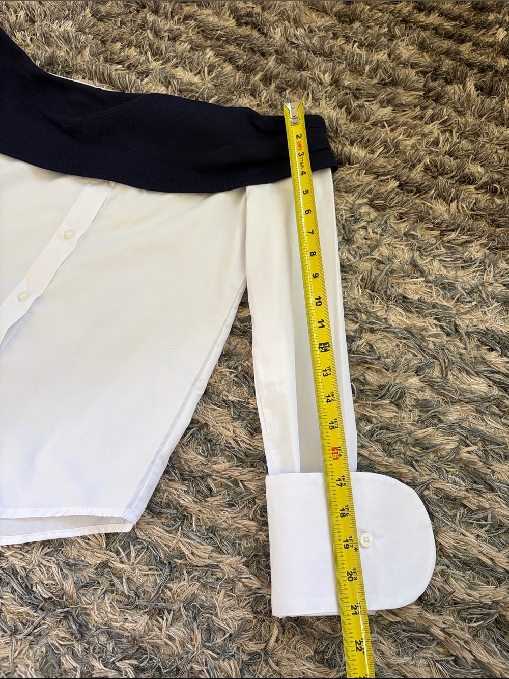 NWOT Asymmetrical Cold Shoulder Top & Button Front Midi Skirt Set Navy White S - Picture 6 of 16